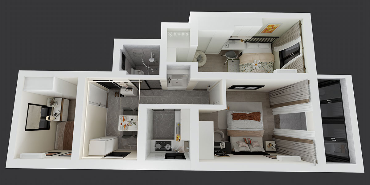 贾庭｜中山门小区12-401-65㎡-现代风格｜3室1厅1厨1卫｜老房装修｜定制家｜全包9